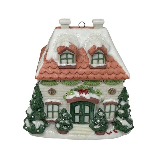 Pfaltzgraff Winterberry House Bell 2001Ornament Snowy Christmas Decor In Box 4" - Picture 4 of 9